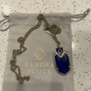 Kendra Scott Reid Necklace Gold Metal with Cobalt Cat Eye Stone